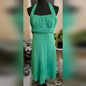NWT David's Bridal Bright Green Short Chiffon Halter Dress